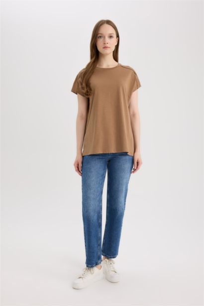 تيشيرت قطن برقبة مستديرة