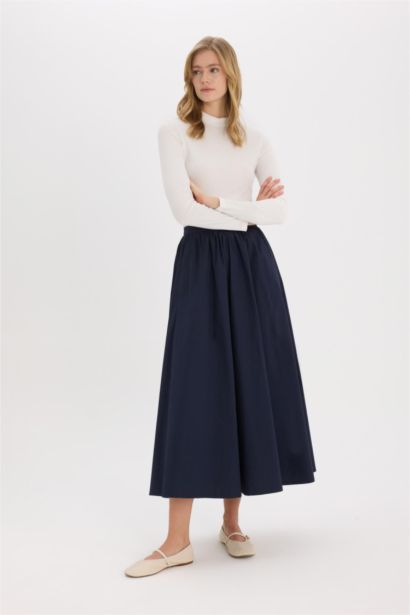 A Cut Poplin Maxi Skirt