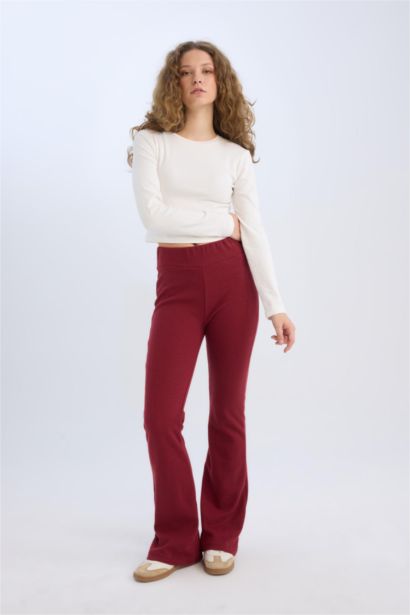 Flexible Waist Long Length Wide Leg Pants