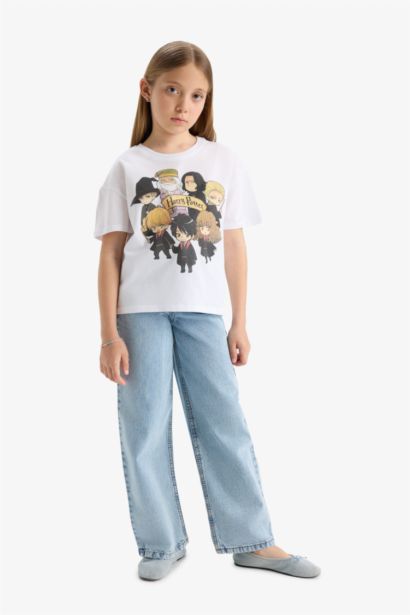 T-shirt imprimé Harry Potter à manches courtes et col rond pour fille