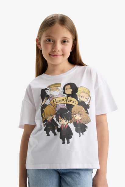 T-shirt imprimé Harry Potter à manches courtes et col rond pour fille