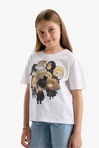 T-shirt imprimé Harry Potter à manches courtes et col rond pour fille
