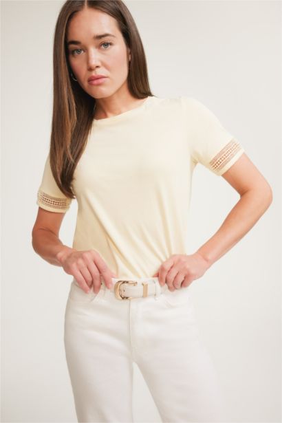 T-shirt col rond en jersey à manches courtes Coupe régulière