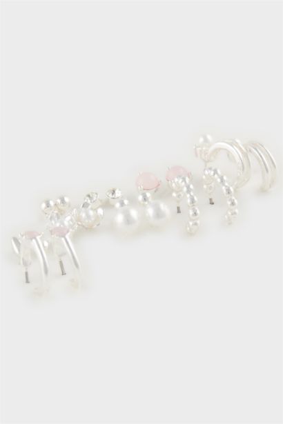 Woman 9 Piece Silver Earrings