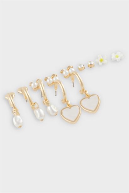 Lot de 6 Boucles d’oreilles dorées à perles pour femme