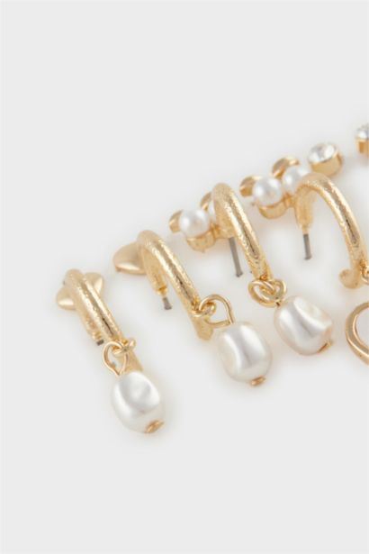 Lot de 6 Boucles d’oreilles dorées à perles pour femme