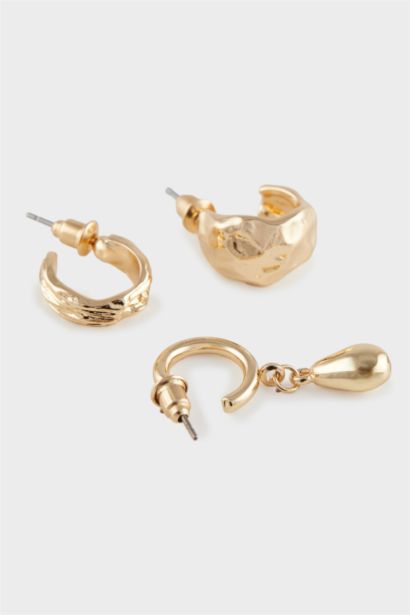 Woman 6 Piece Gold Earrings