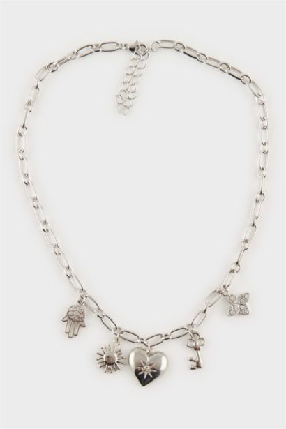 Woman Silver Charm Necklace