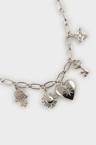 Woman Silver Charm Necklace