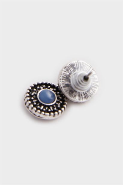 Woman Blue Stone 6 Piece Silver Earrings