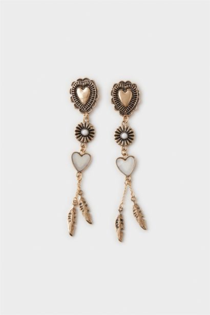 Woman Antique Heart Gold Earrings