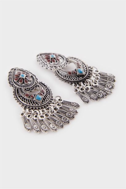 Kadın Mavi Taşlı Sallantılı Küpe