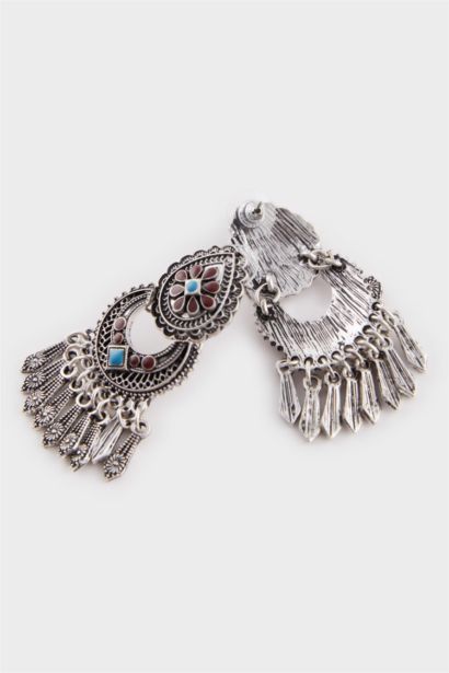 Kadın Mavi Taşlı Sallantılı Küpe