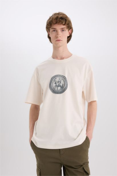 تيشيرت قطن أوفر سايز برقبة مستديرة