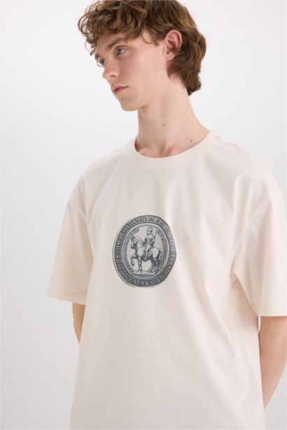 تيشيرت قطن أوفر سايز برقبة مستديرة