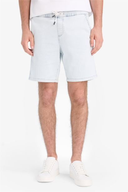 Regular Fit Elastic Waist Relaxed Fit Denim Shorts