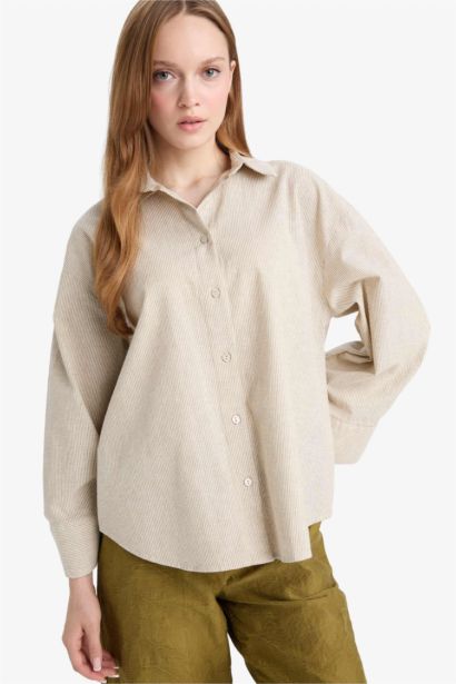 Chemise en lin à manches longues Coupe décontractée