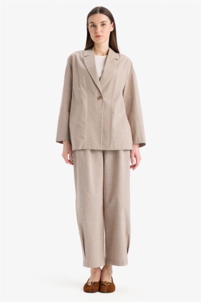 Harem Striped Linen Blend Trousers