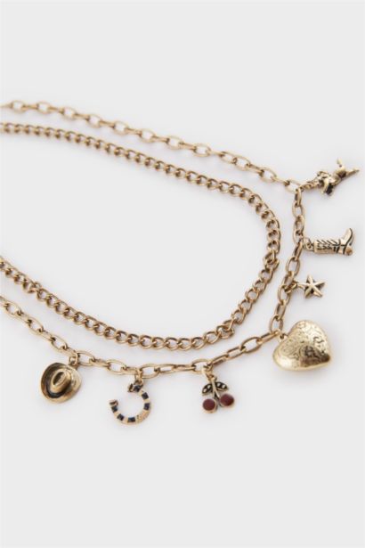 Woman 2 Piece Gold Necklace