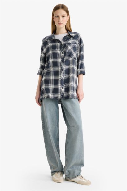 Oversize Fit Flanel Long Sleeve Shirt