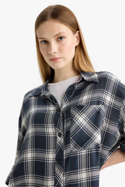 Oversize Fit Flanel Long Sleeve Shirt