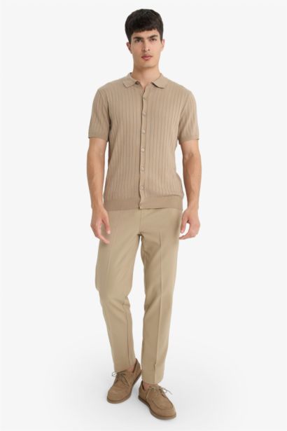 Standart Fit Polo Yaka Triko Kısa Kollu Tişört