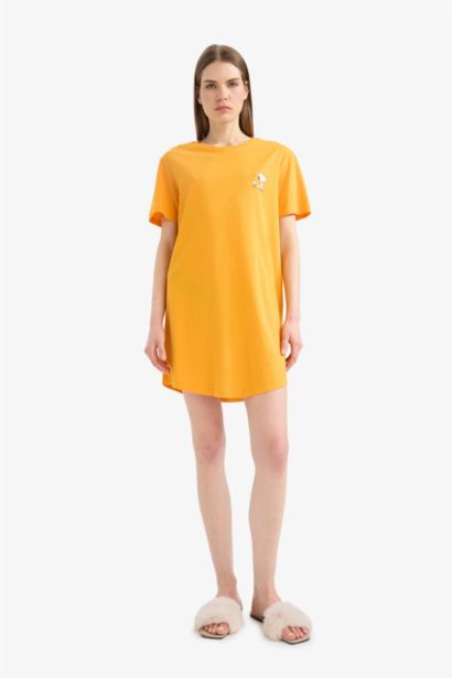 Regular Fit Crew Neck Snoopy Licensed Knitted Dress