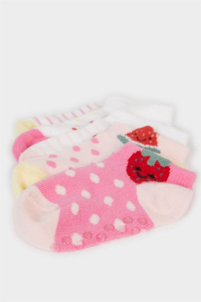 Lot de 5 paires de Chaussettes antidérapantes en coton pour bébé fille