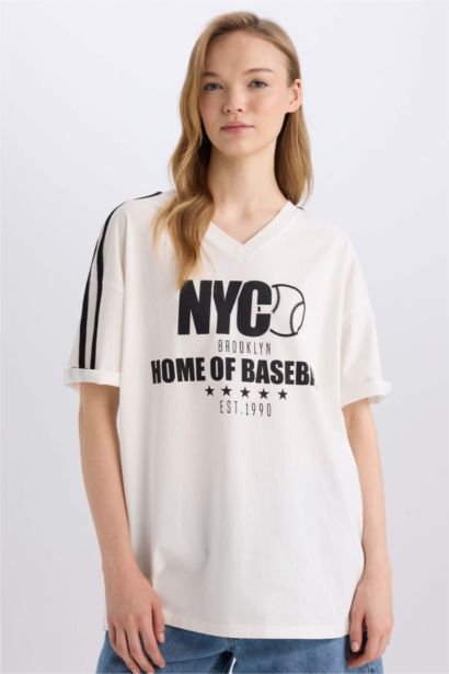 %100 Pamuk Oversıze Baskılı Tişört