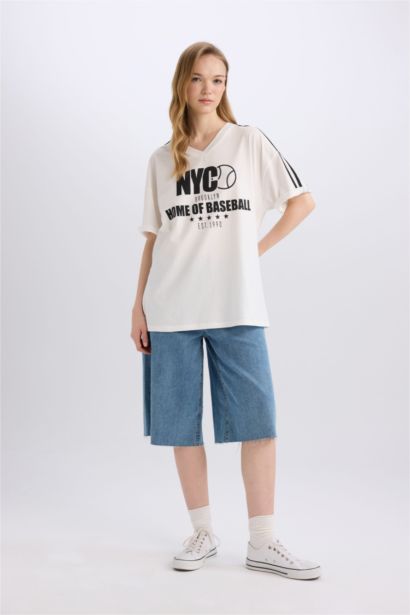 %100 Pamuk Oversıze Baskılı Tişört