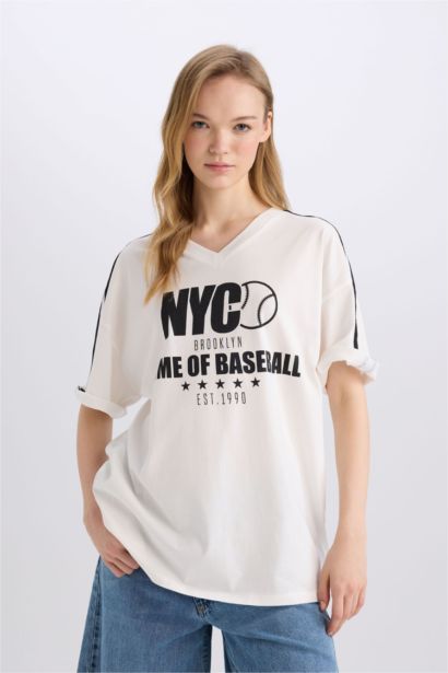 %100 Pamuk Oversıze Baskılı Tişört