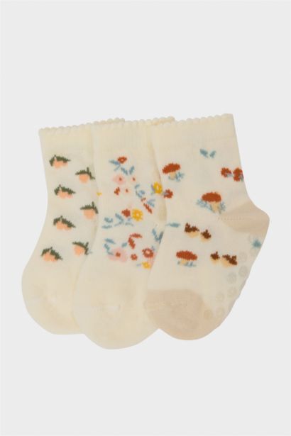 Baby Girl Non-Slip Base 3 Piece Cotton Long Socks