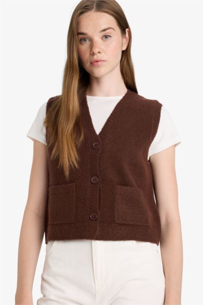 Regular Fit V Neck Knit Vest