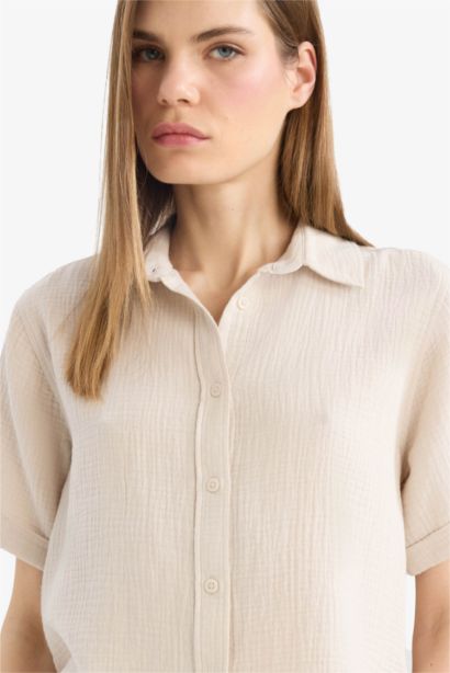 Chemise en mousseline à manches courtes Coupe régulière