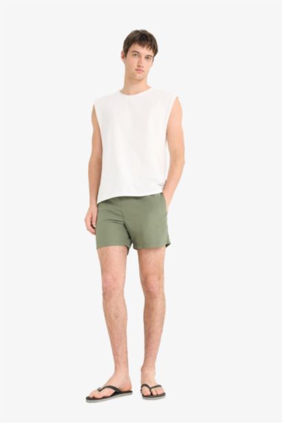 Short De Bain Tissé Coupe Régulière