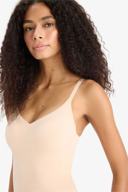 Çıkarılabilir Pedli Ten Rengi Bodysuit Korse