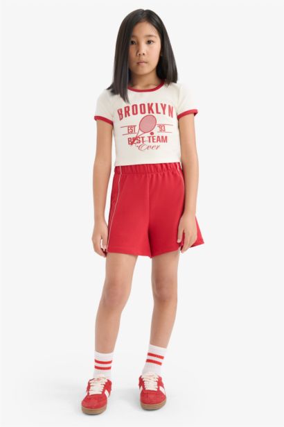 Girl Corduroy Printed T-Shirt Shorts 2 Piece Set
