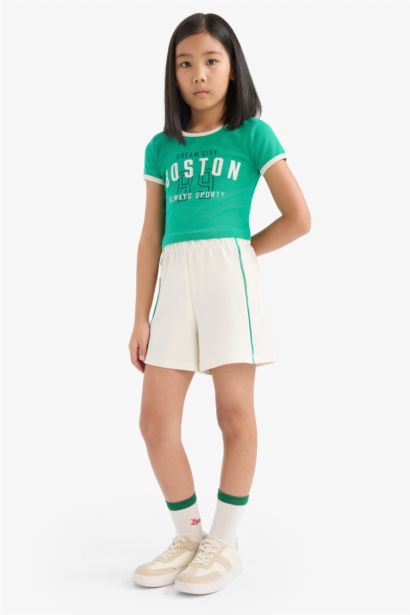 Ensemble T-shirt imprimé et Short à taille élastique pour fille