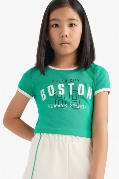 Ensemble T-shirt imprimé et Short à taille élastique pour fille