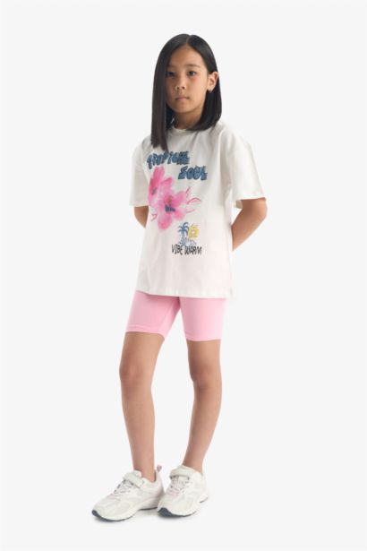 Ensemble T-shirt imprimé et Short legging pour fille