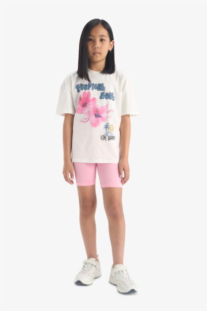 Ensemble T-shirt imprimé et Short legging pour fille