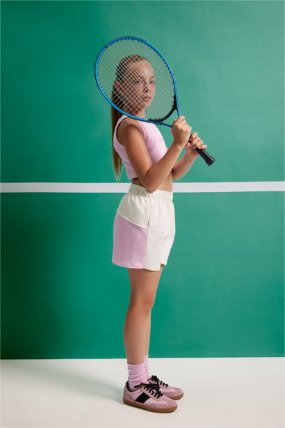 طقم بناتي بينك شورت وتيشيرت - قطعتين