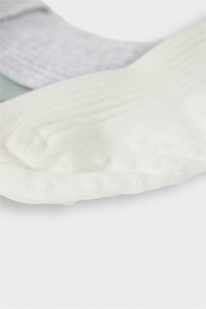 Kız Bebek Kaydırmaz Taban 3'lü Pamuklu Uzun Çorap