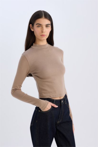 Slim Fit Half Turtleneck Modal T-Shirt