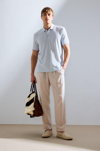 Relax Fit Ankle Length Linen Look Trousers