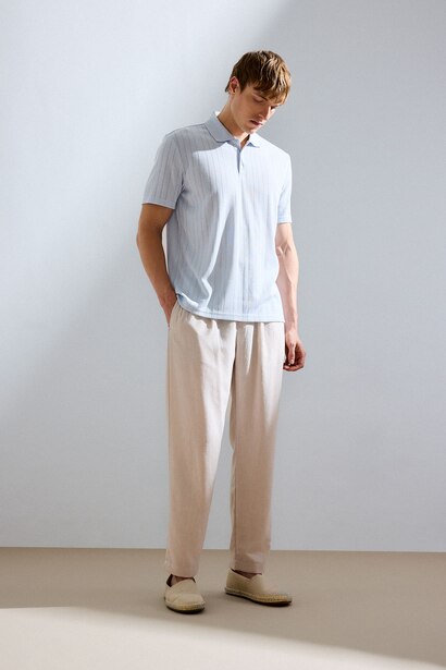 Relax Fit Ankle Length Linen Look Trousers