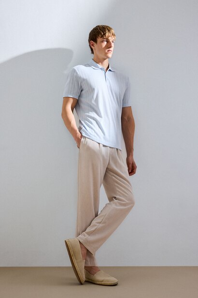 Relax Fit Ankle Length Linen Look Trousers