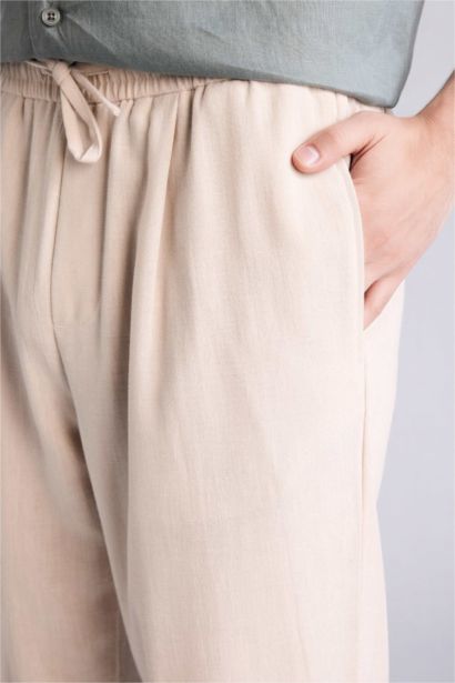 Relax Fit Ankle Length Linen Look Trousers