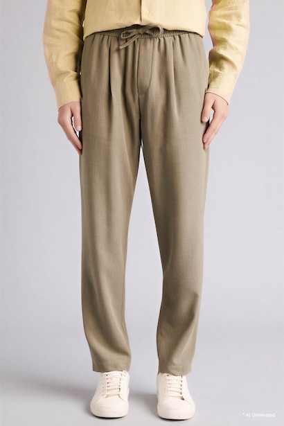 Relax Fit Ankle Length Linen Look Trousers