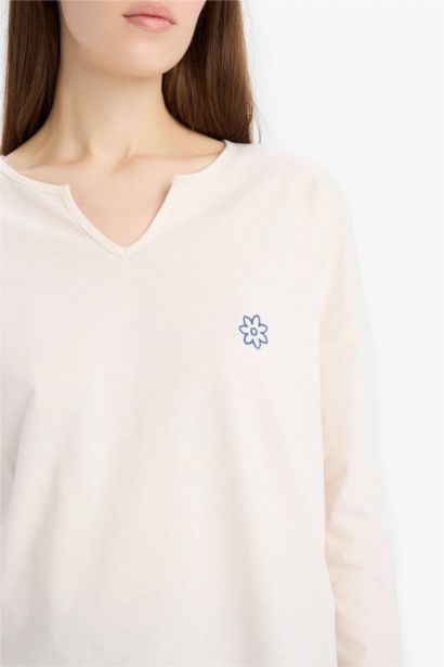 Pijama Takımı Uzun Kollu Üst Beli Lastikli Uzun Alt